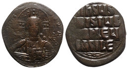 Anonymous, time of Basil II and Constantine VIII, c. 1020-1028. Æ 40 Nummi (33mm, 10.33g, 6h). Uncertain (Thessalonica?) mint. Facing bust of Christ P...