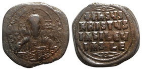 Anonymous, time of Basil II and Constantine VIII, c. 1020-1028. Æ 40 Nummi (28.5mm, 12.08g, 6h). Uncertain (Thessalonica?) mint. Facing bust of Christ...