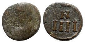 Vandals, c. 480-533. Æ 4 Nummi (9mm, 1.35g, 7h). Carthage, c. 523-533. Diademed and draped bust l., holding palm. R/ N/IIII in two lines across fields...