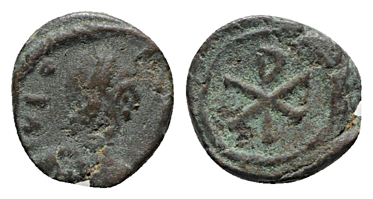 Vandals, c. 5th- 6th century. Æ (9mm, 0.98g, 2h). Diademed and draped bust r. R/...