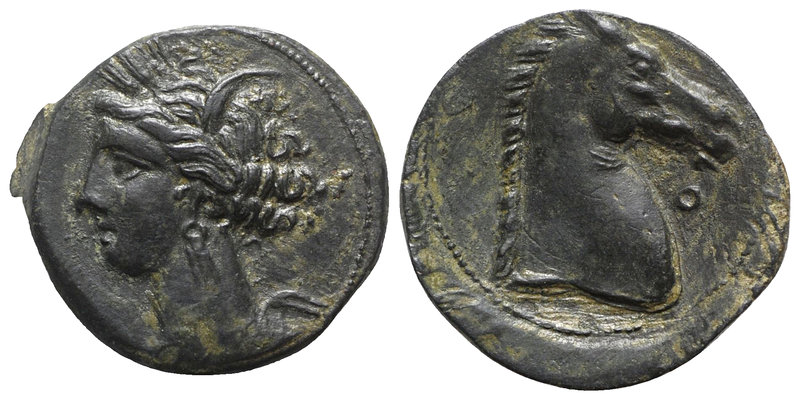 Carthaginian Domain, Sardinia, c. 264-241 BC. Æ (20mm, 6.80g, 12h). Wreathed hea...