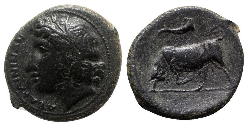 Sicily, Abakainon, c. 317-310 BC. Æ (23mm, 6.85g, 2h). Head of Persephone l., wr...