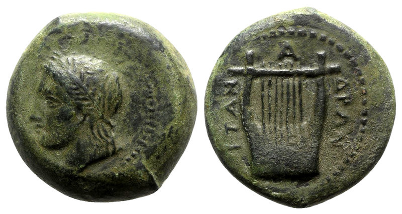 Sicily, Adranon, c. 354-345 BC. Æ (25mm, 14.38g, 6h). Laureate head of Apollo l....