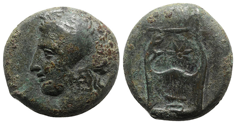 Sicily, Adranon, c. 340-330 BC. Æ Litra (30mm, 30.34g, 9h). Laureate head of Apo...
