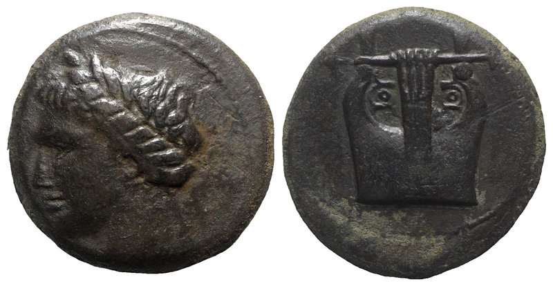 Sicily, Adranon, c. 340-330 BC. Æ Tetras (19mm, 7.99g, 1h). Laureate head of Riv...