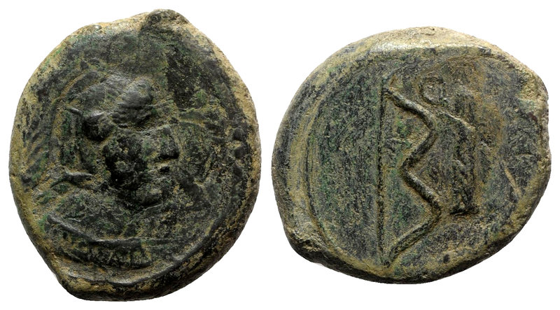 Sicily, Agyrion, c. 317-280 BC. Æ (25mm, 10.58g, 9h). Helmeted head of Athena r....