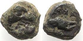 Sicily, Akragas, c. 409-406 BC. Æ (8mm, 1.27g, 12h). Head of eagle r. R/ Claw l. CNS I, 88; SNG ANS -; HGC 2, 166. Rare, green patina, near VF