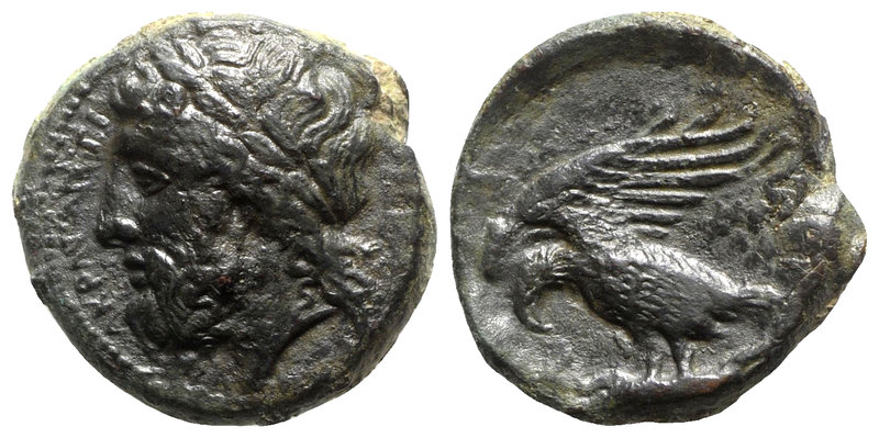 Sicily, Akragas, c. 338-317/287 BC. Æ (16.5mm, 4.81g, 6h). Laureate head of Zeus...