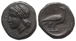 Sicily, Akragas. Phintias (287-279 BC). Æ (14mm, 3.51g, 1h). Laureate head of Apollo l. R/ Eagle standing r., looking back. CNS I, 119; SNG ANS 1125-6...
