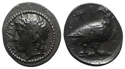 Sicily, Akragas. Phintias (287-279 BC). Æ (13mm, 2.79g, 12h). Laureate head of Apollo l. R/ Eagle standing r., looking back; ΦI above. CNS I, 119; SNG...