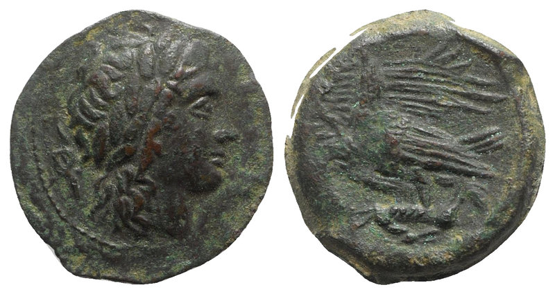Sicily, Akragas. Phintias (287-279 BC). Æ (21mm, 5.83g, 12h). Laureate and beard...