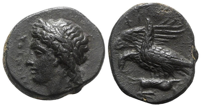 Sicily, Akragas. Phintias (287-279 BC). Æ (19mm, 6.04g, 3h). Laureate head of Ap...