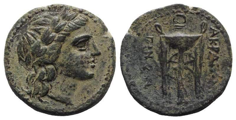 Sicily, Akragas, c. early 2nd century BC. Æ (23mm, 8.22g, 12h). Laureate head of...