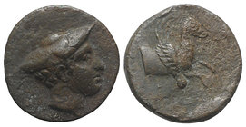 Sicily, Ameselon, after 339/8 BC. Æ Hemilitron (16mm, 2.63g, 3h). Head of Hermes r., wearing petasos. R/ Forepart of Pegasos r. Cammarata, "La zecca e...