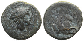 Sicily, Ameselon, after 339/8 BC. Æ Hemilitron (16mm, 3.84g, 6h). Head of Hermes r., wearing petasos. R/ Forepart of Pegasos r. Cammarata, "La zecca e...