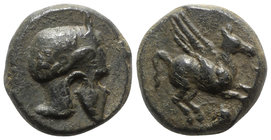 Sicily, Entella. Campanian mercenaries, c. 342/1-339 BC. Æ (18mm, 6.74g, 11h). Campanian helmet r. R/ Horse galloping r. Campana 12; CNS I, 14; SNG AN...