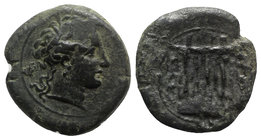 Sicily, Herbessos, 325-310 BC. Æ (22mm, 9.93g, 1h). Head of Sikelia r., wreathed with myrtle. R/ Lyre. Campana 3; CNS III, 2; SNG ANS 136; HGC 2, 414....
