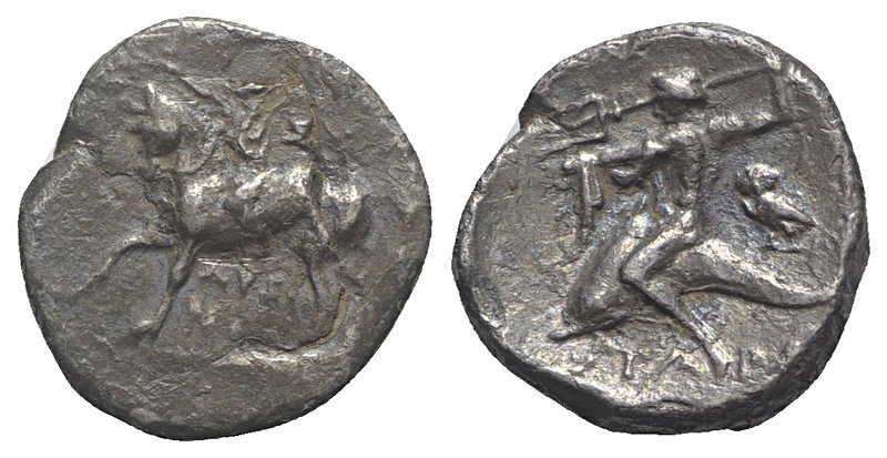 Southern Apulia, Tarentum, c. 272-240 BC. AR Nomos (20mm, 5.71g, 3h). Nude youth...