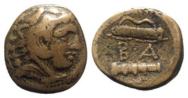 Kings of Macedon, temp. Alexander III – Kassander (c. 325-310 BC). Æ Unit (17.5mm, 6.37g, 3h). Uncertain mint in Macedon. Head of Herakles r., wearing...