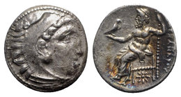 Kings of Macedon, Philip III Arrhidaios (323-317 BC). AR Drachm (18mm, 4.40g, 12h). In the name of Alexander III. Kolophon, c. 322-319 BC. Head of Her...