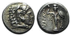 Mysia, Pergamon, c. 310-282 BC. AR Diobol (10mm, 1.25g, 11h). Head of Herakles r., wearing lion skin. R/ Athena Promachos standing facing. SNG BnF 155...