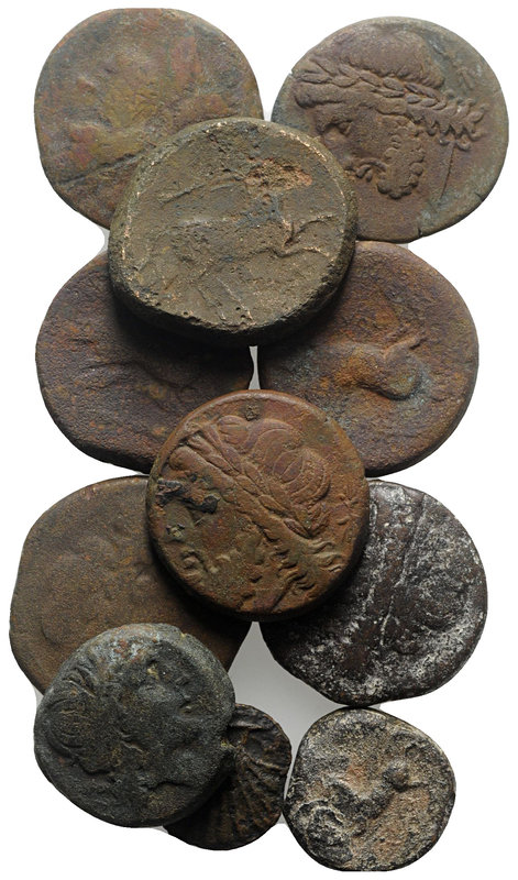 Apulia, lot of 11 Greek Æ coins, including Arpi and Tarentum. Lot sold as is, no...
