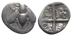 Ionia, Ephesos, c. 500-420 BC. AR Hemidrachm (11mm, 1.68g). Bee. R/ Quadripartite incuse punch. Karwiese Series VI; SNG Kayhan -. Near VF