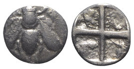Ionia, Ephesos, c. 500-420 BC. AR Hemidrachm (9mm, 1.67g). Bee. R/ Quadripartite incuse punch. Karwiese Series VI; SNG Kayhan -. Near VF