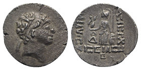 Kings of Cappadocia, local imitation of Ariarathes IX (c. 100-85 BC). AR Drachm (17mm, 3.93g, 11h). Contemporary imitation. Diademed head r. R/ Athena...
