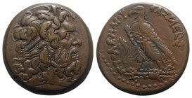 Ptolemaic Kings of Egypt, Ptolemy IV Philopator (222-205/4 BC). Æ Hemidrachm (33mm, 36.31g, 11h). Alexandria. Diademed head of Zeus-Ammon r. R/ Eagle ...