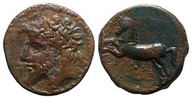 Kings of Numidia, Massinissa or Micipsa (203-148 BC or 148-118 BC). Æ Unit (26mm, 13.60g, 12h). Laureate head l. R/ Horse galloping l.; pellet below. ...