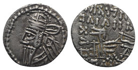 Kings of Parthia, Osroes II (c. AD 190). AR Drachm (18mm, 3.71g, 12h). Ekbatana. Diademed bust l., wearing tiara. R/ Archer (Arsakes I) seated r. on t...