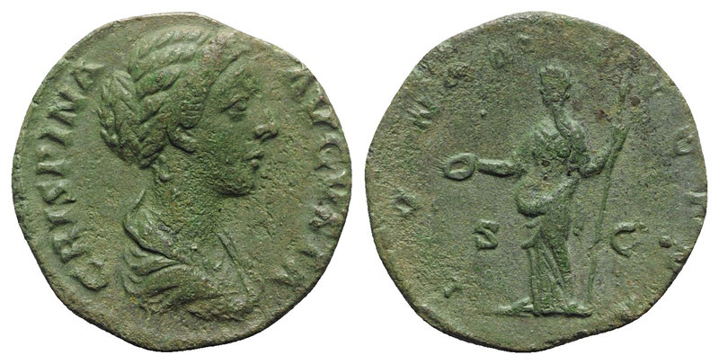 Crispina (Augusta, 178-182). Æ As (24mm, 9.56g, 6h). Rome. Draped bust r. R/ Jun...