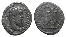 Pertinax (AD 193). Fourrèe Denarius (17mm, 2.31g, 6h). Rome. Laureate head r. R/ Ops seated l. on throne, holding two grain ears and resting hand on s...