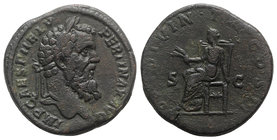 Pertinax (AD 193). Æ Sestertius (31mm, 24.14g, 12h). Rome. Laureate head r. R/ Ops seated l., holding grain ears in r. hand and resting l. hand on sea...