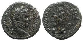 Caracalla (198-217). Æ As (26mm, 9.47g, 6h). Rome, 212-3. Laureate head r. R/ Providentia standing l., holding sceptre set on ground and pointing towa...