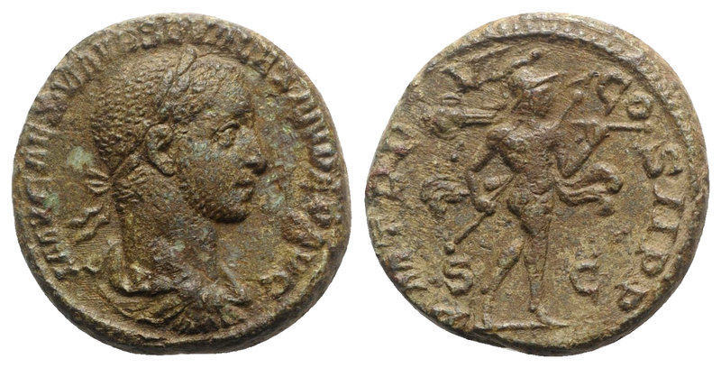 Severus Alexander (222-235). Æ As (24mm, 10.45g, 12h). Rome, AD 227. Laureate, d...