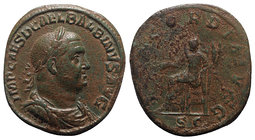 Balbinus (AD 238). Æ Sestertius (31.5mm, 19.71g, 12h). Rome. Laureate, draped and cuirassed bust r. R/ Concordia seated l., holding patera and double ...