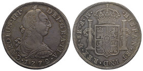 Mexico, Carlos III (1759-1788). AR 8 Reales 1772 (41mm, 26.93g, 12h). Calicó 916. VF