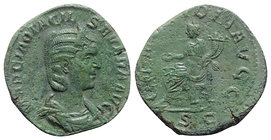 Otacilia Severa (Augusta, 244-249). Æ Sestertius (29mm, 19.49g, 12h). Rome, AD 246. Draped bust r., wearing stephane. R/ Concordia seated l., holding ...