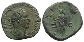 Trajan Decius (249-251). Æ Sestertius (29mm, 16.34g, 1h). Rome, 249-250. Laureate and cuirassed bust r. R/ Dacia standing l., holding staff surmounted...