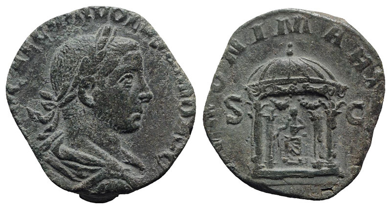 Volusian (251-253). Æ Sestertius (26mm, 15.88g, 12h). Rome, AD 252. Laureate, dr...