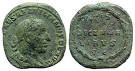 Aemilian (AD 253). Æ Sestertius (30mm, 23.82g, 12h). Laureate, draped and cuirassed bust r. R/ VOTIS / DECENNA / LIBVS / SC in four lines in laurel wr...