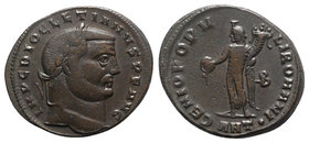 Diocletian (284-305). Æ Follis (30mm, 10.44g, 12h). Antioch, c. 303-4. Laureate bust r. R/ Genius standing l., holding patera and cornucopiae; B//ANT•...