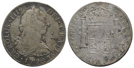 Mexico, Carlos III (1759-1788). AR 8 Reales 1774 (40mm, 26.68g, 12h). Calicó 919. Good Fine