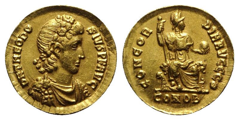 Theodosius I (379-395). Fake AV Solidus (19mm, 4.33g, 12h). Constantinople, 380-...