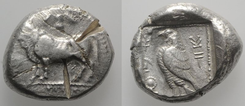 Cyprus Paphos. Onasi[...], mid 5th century BC. AR Stater (21mm, 11.12g, 1h). Bul...