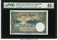 Belgian Congo Banque du Congo Belge 20 Francs 11.4.1950 Pick 15H PMG Choice Extremely Fine 45 EPQ. 

HID09801242017
