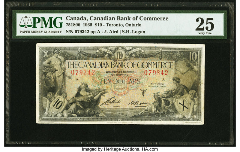 Canada Toronto, ON- Bank of Commerce $10 2.1.1935 Ch.# 75-18-06 PMG Very Fine 25...