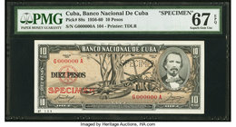 Cuba Banco Nacional de Cuba 10 Pesos 1958 Pick 88s Specimen PMG Superb Gem Unc 67 EPQ. 

HID09801242017